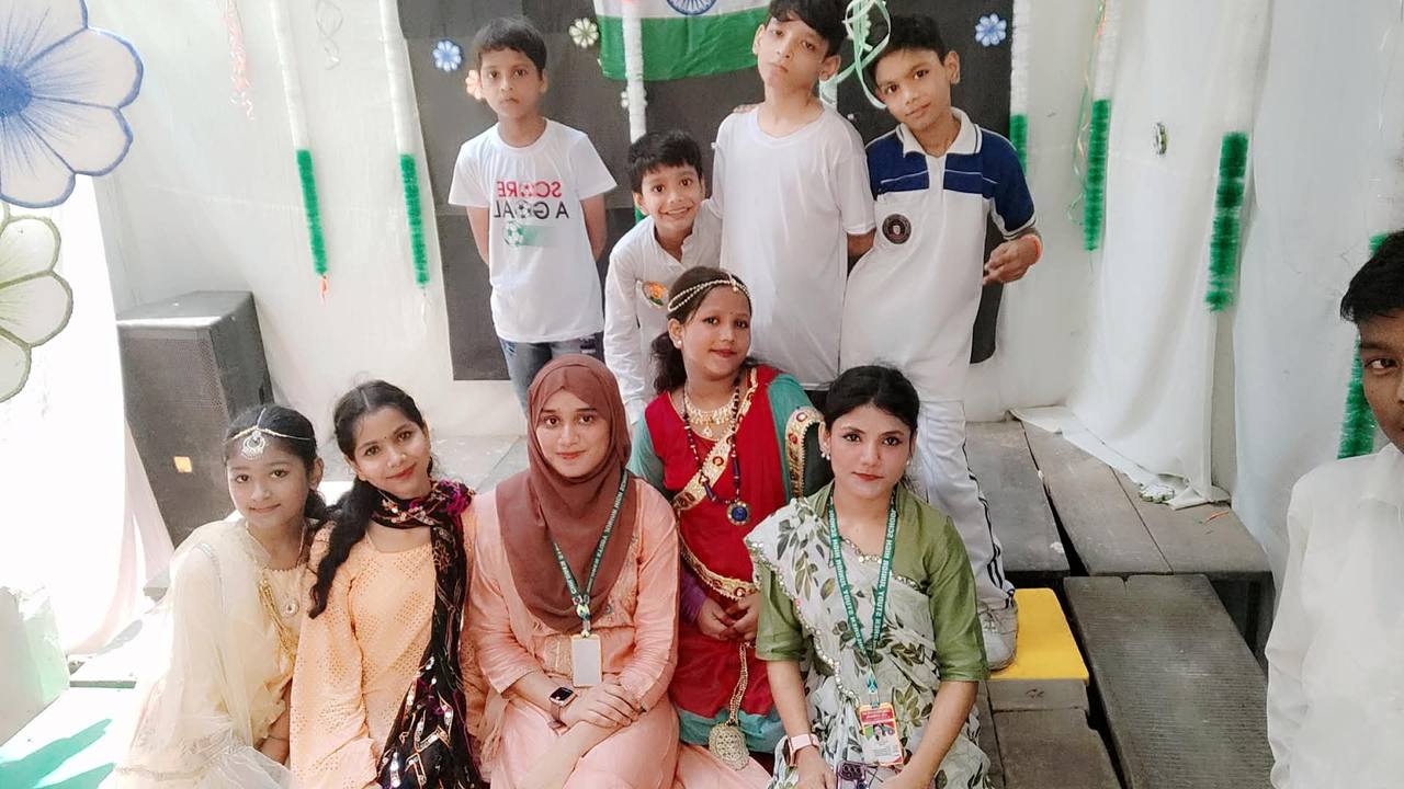 Staff and students of Children Study Junior High School together